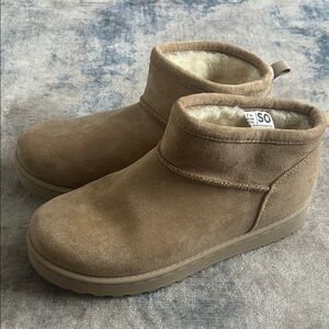 SO® Lupita Women's Cozy Mini Boots - Chestnut Sz 7